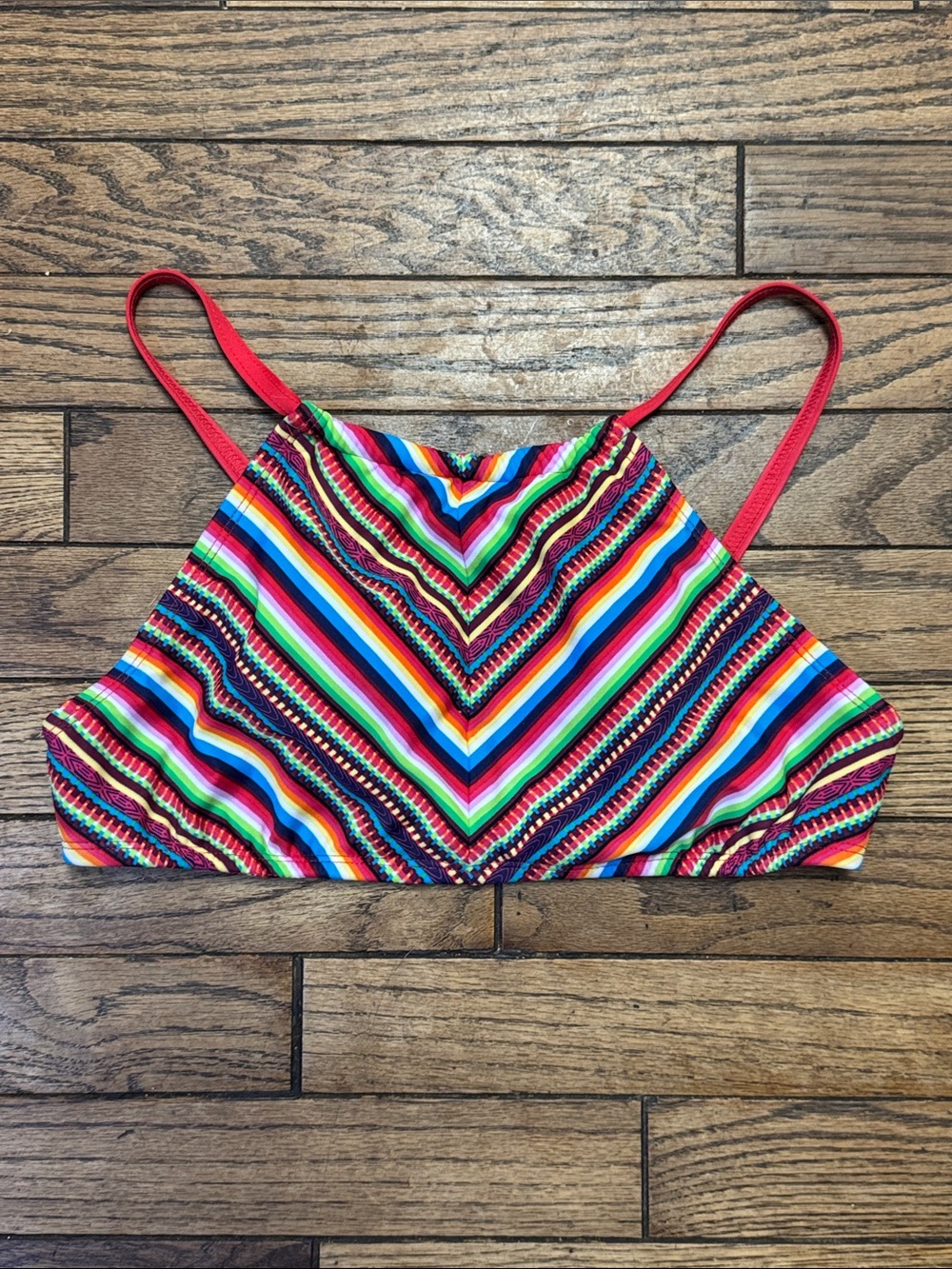 Women's Multicolor Stripe High-Neck Swim Top
